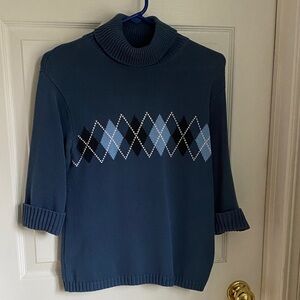 Argyle Patterned Blue Sweater